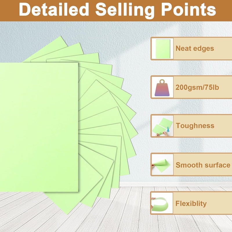 Silunkia 40 Sheets Light Green Cardstock 8.5 x 11 Craft Paper, 75lb Premium Green Paper Card Stock for DIY Cards Making, Greeting Cards, Wedding Invitations, Birthday Party - Image 3